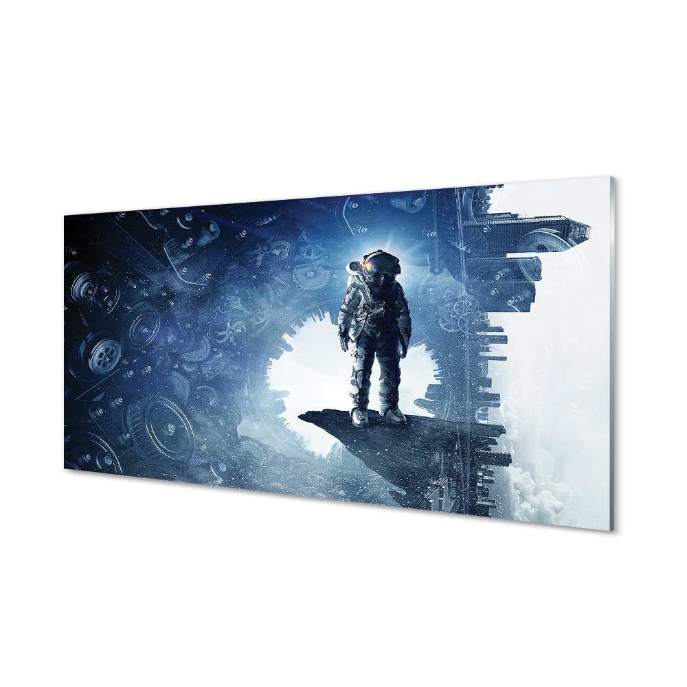 Űrhajós űrváros Üvegkép nyomtatás