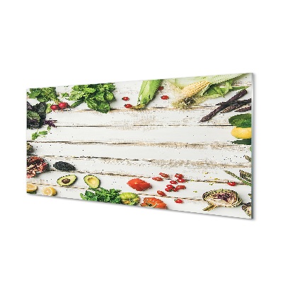 Szétszórt zöldségek egy deszkán Üvegkép