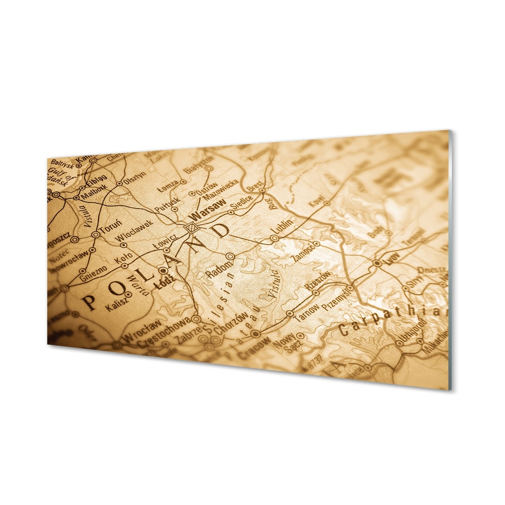 Vintage Lengyelország térkép Üvegkép falra