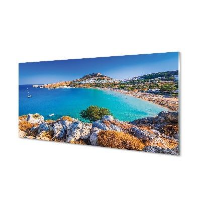 Görögország Beach városi panoráma Üvegkép