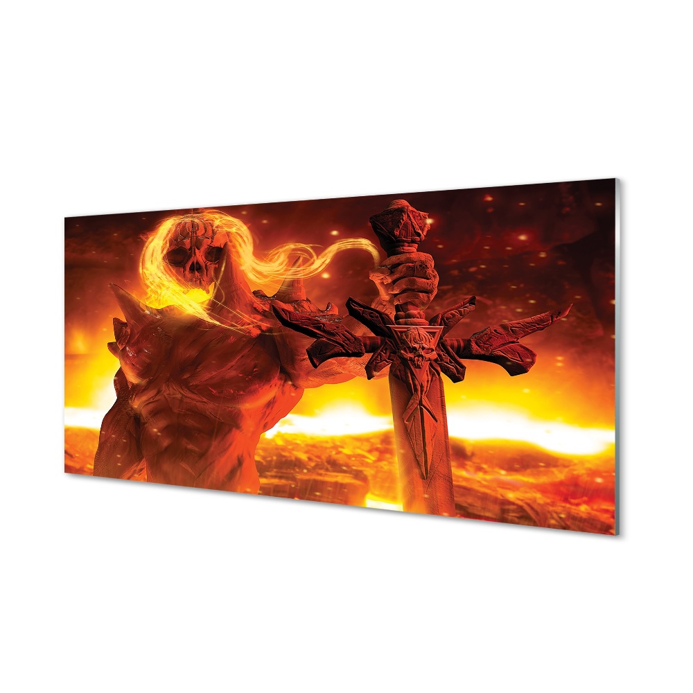 Ijesztő figura koponyával és karddal Üvegkép falra