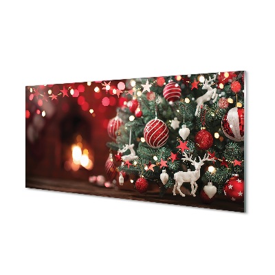 Karácsonyi díszek fehér és piros Egyedi üvegkép