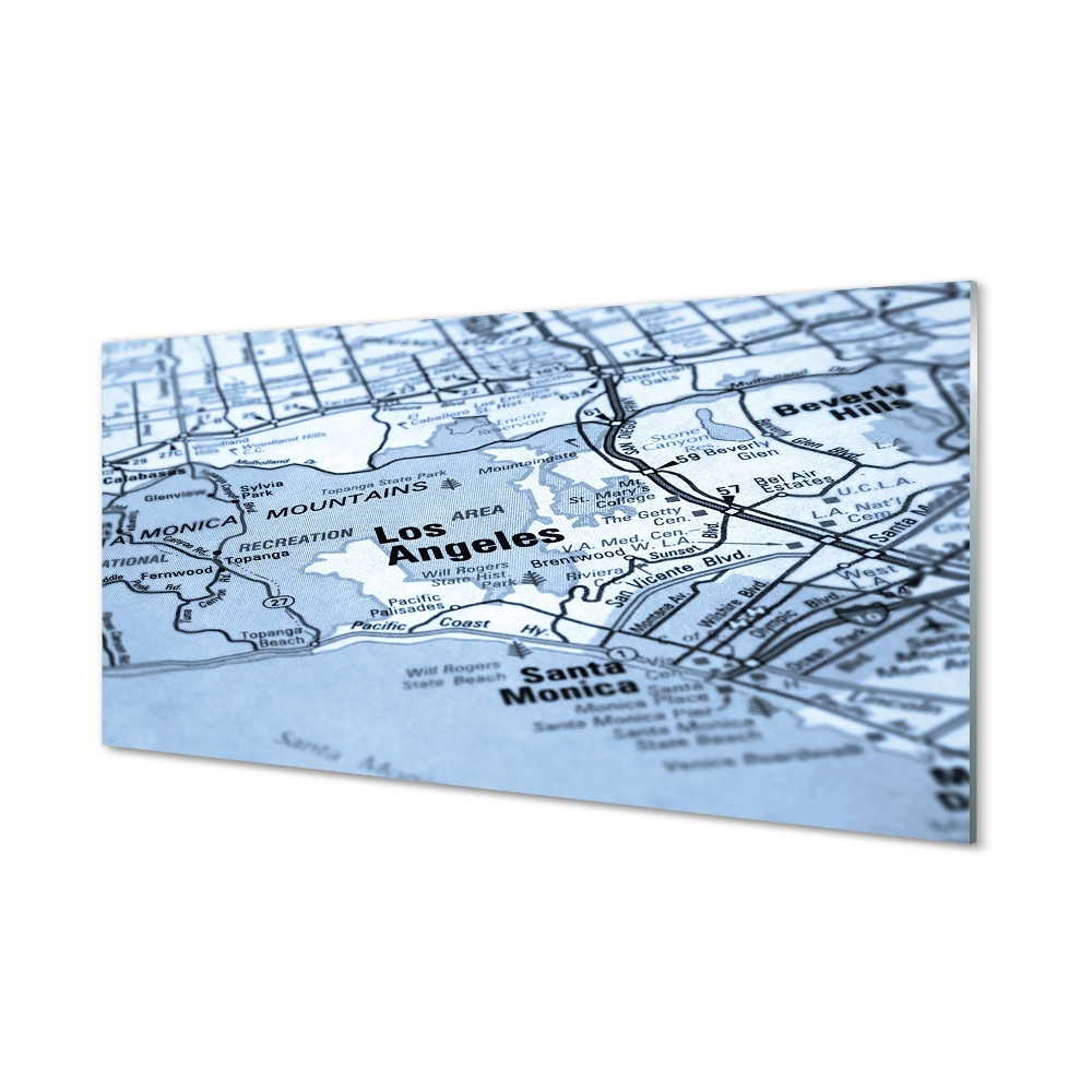 Los Angeles város térképe Üvegkép falra