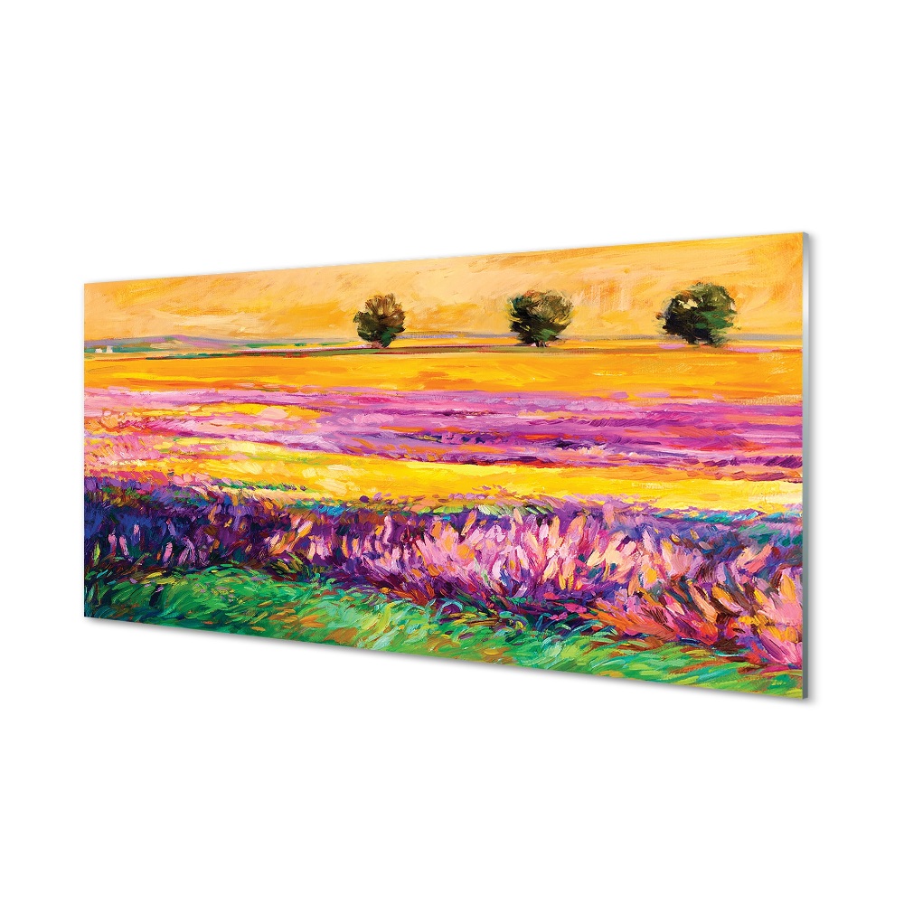 Fák ég mező kép Üvegfotó