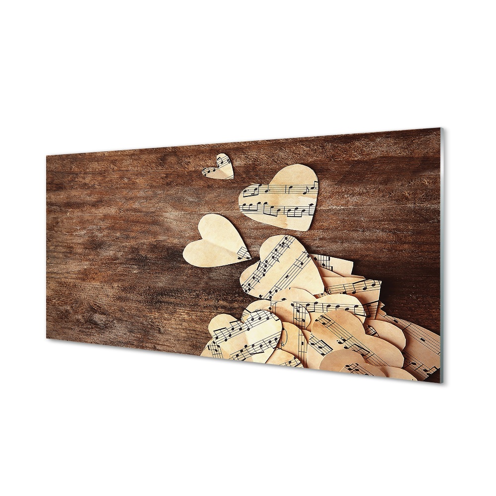 Szívek hangjegymintával Egyedi üvegkép