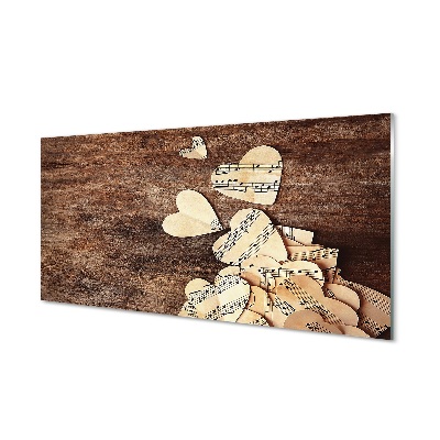 Szívek hangjegymintával Egyedi üvegkép