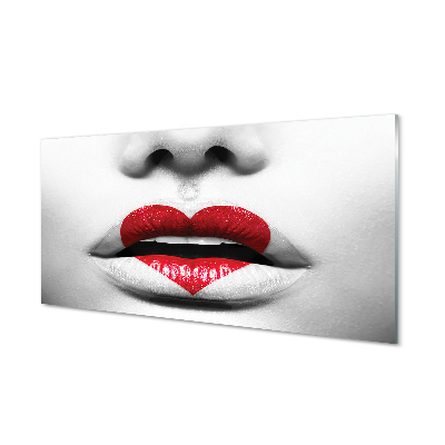 Száj szív nő arca Üvegkép