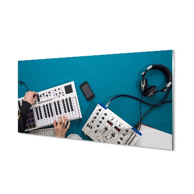 DJ konzolos fejhallgató Üvegkép nyomtatás