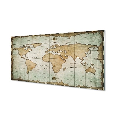 Világtérkép sötét szélei Üvegkép nyomtatás