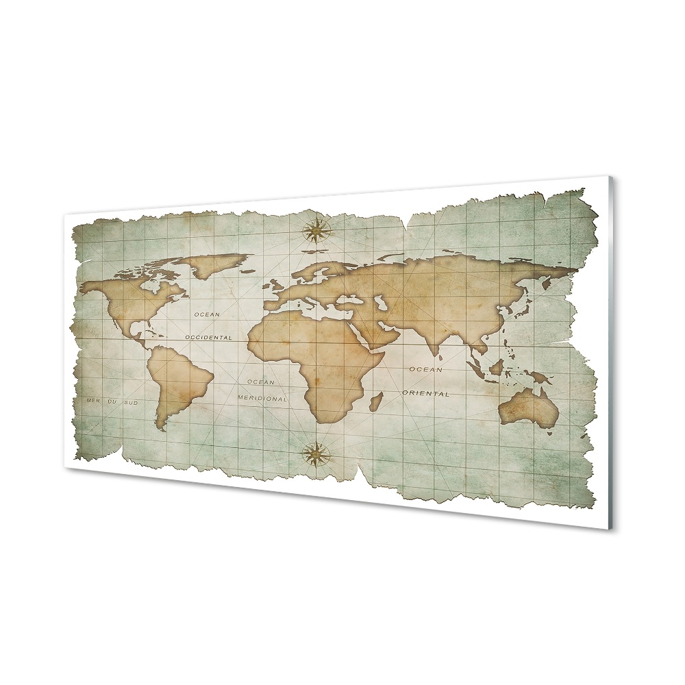 Világtérkép tiszta élekkel Üvegfotó