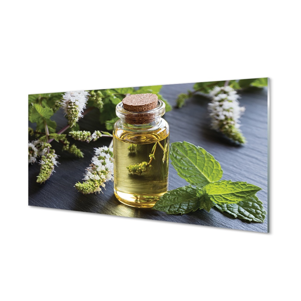 Menta tealevél Egyedi üvegkép