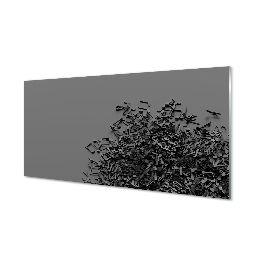 Elszórt hangjegyek szürke háttér Üvegkép falra