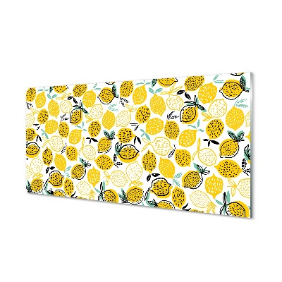 Citrom és levelek minta Egyedi üvegkép