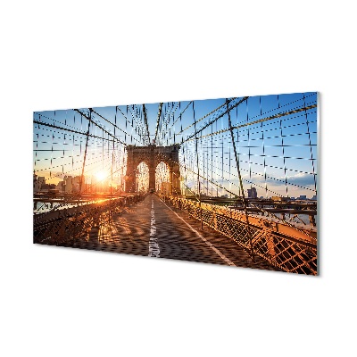 Híd felhőkarcolók napkelte Egyedi üvegkép