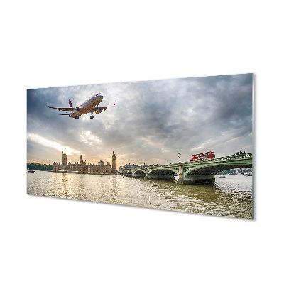 Anglia repülőgép Big Ben híd Egyedi üvegkép