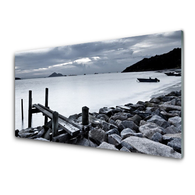 Modern Üvegkép Beach Stones víz