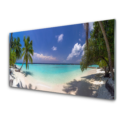 Modern Üvegkép Sea Beach pálmafák