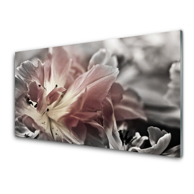 Üvegkép Szürke Rózsaszín Virág
