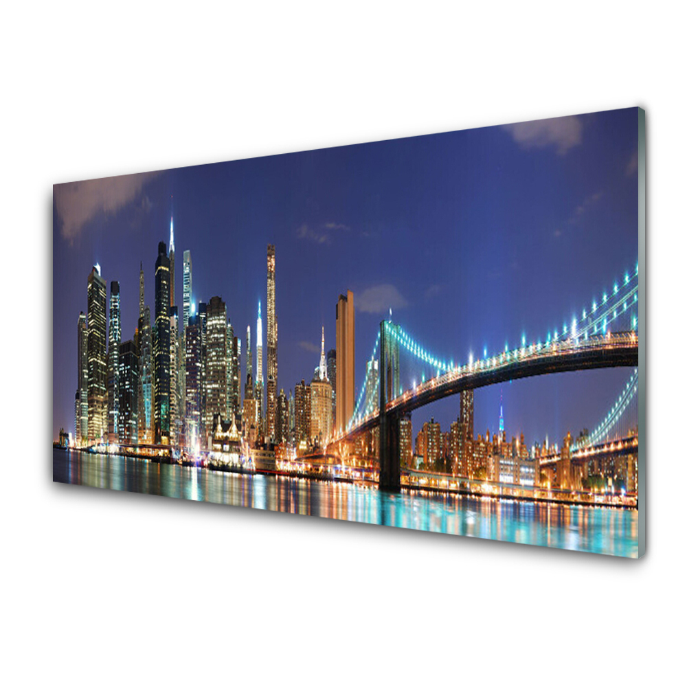 Üvegkép Nyomtatás Bridge City éjjel