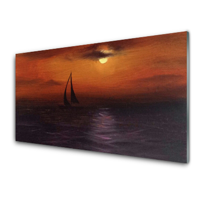Egyedi Üvegkép Vitorlás a naplemente vízén
