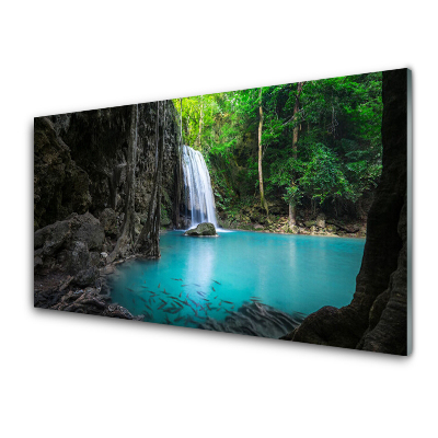 Üvegkép Falra Tó mélyen az erdőben Természet