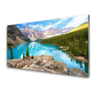 Modern Üvegkép Tó a háttérben a hegyek természet