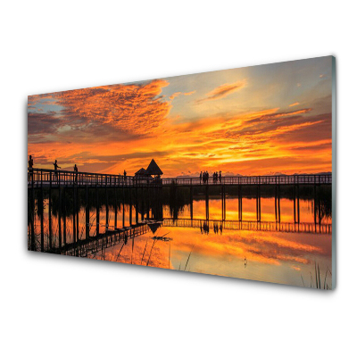 Üvegkép Nyomtatás A móló a háttérben a naplemente