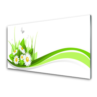 Egyedi Üvegkép Zöld százszorszép absztrakció