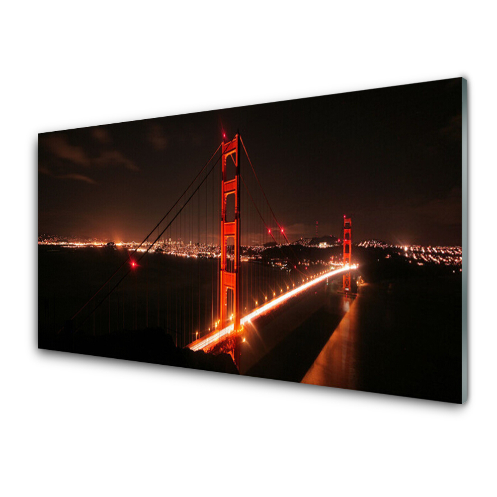 Modern Üvegkép Híd éjszaka építészet