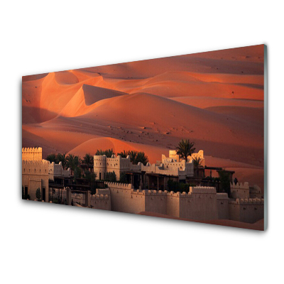 Üvegkép A város a sivatag hátterében