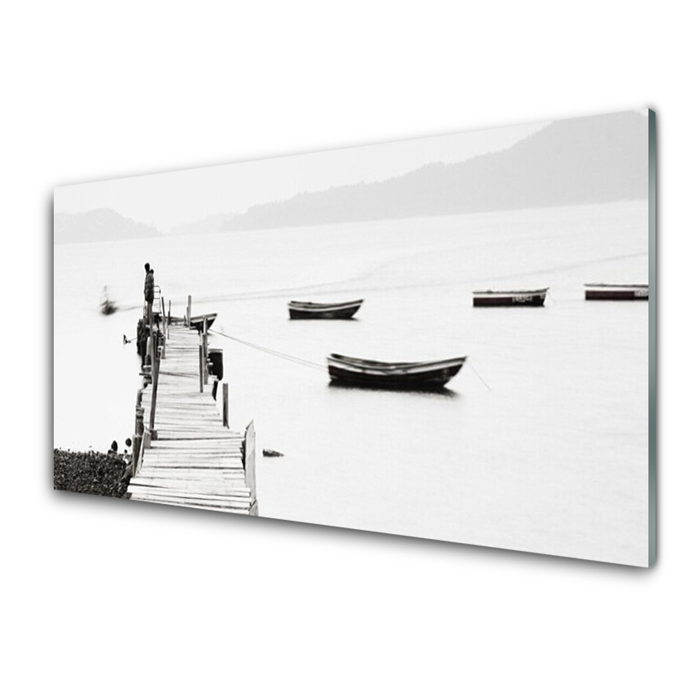 Üvegkép Falra Szürke csónakmóló