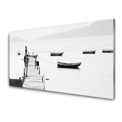 Üvegkép Falra Szürke csónakmóló