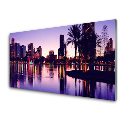 Üvegfotó Kilátás a városra naplementekor