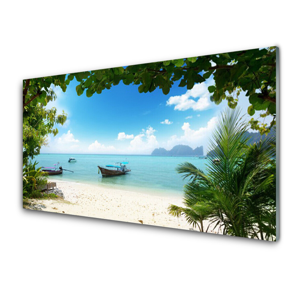 Üvegkép Nyomtatás Kilátás a tengerre és a csónakokra