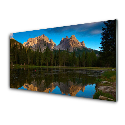 Egyedi Üvegkép Hegyi táj és a tó