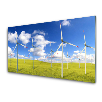 Üvegfotó Szélmalmok a réten