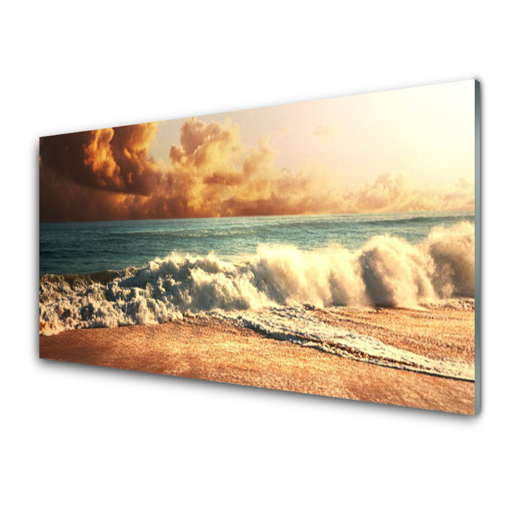 Üvegkép Nyomtatás Durva hullámok a parton
