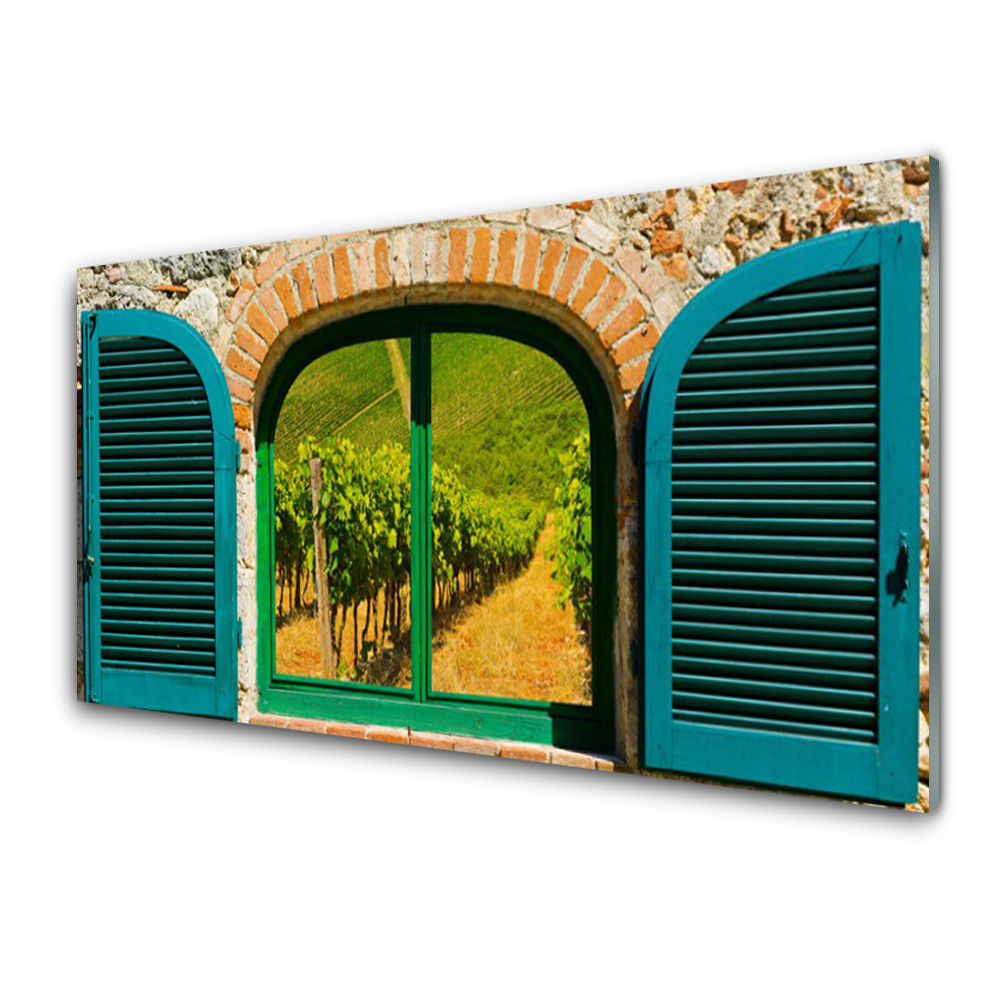 Üvegkép Nyomtatás A mezőre néző ablak