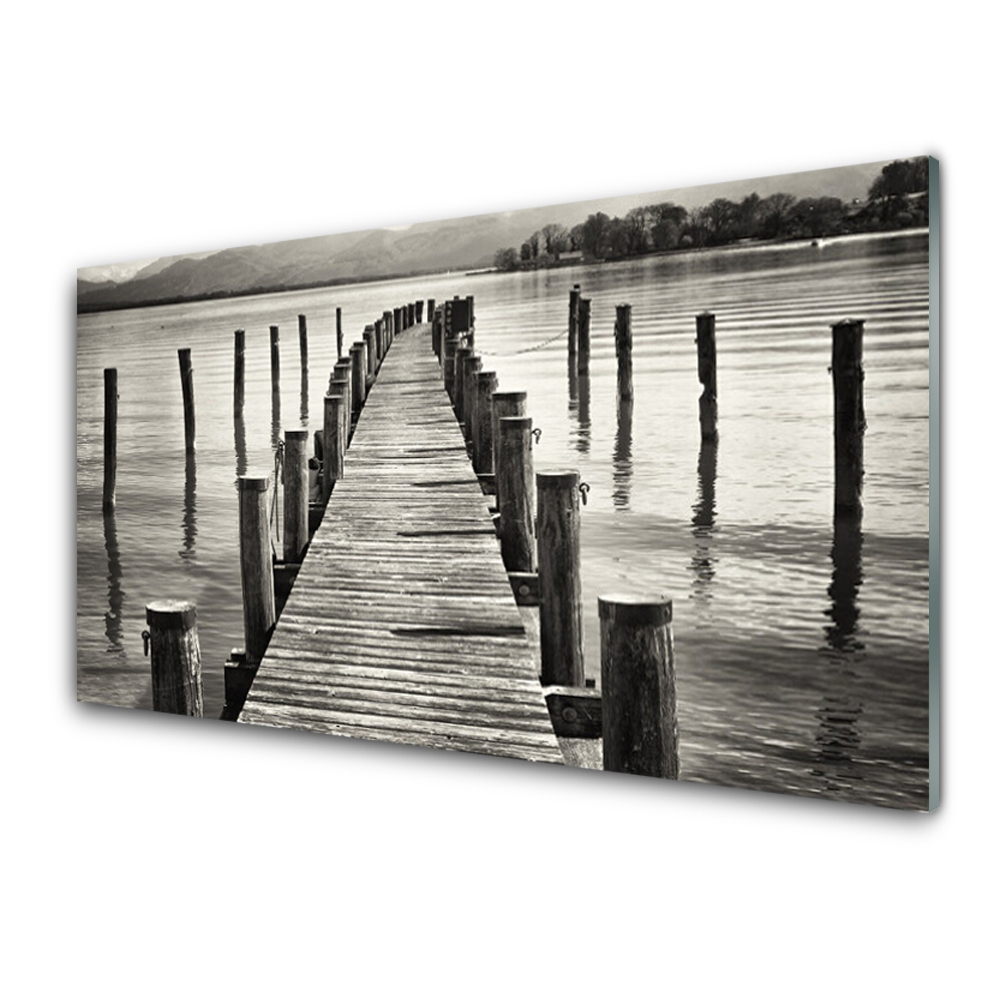 Üvegkép Falra Fekete-fehér tengeri híd építészet