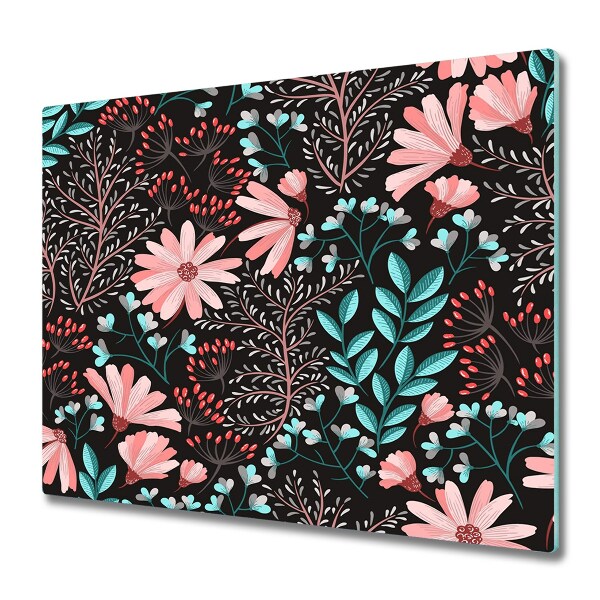 Tűzhelyvédő Üveglap Rajzolt virágok