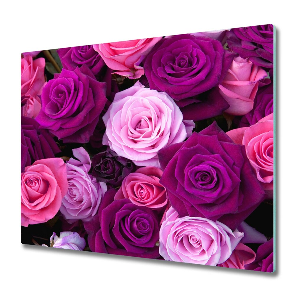 Üveg Tűzhelyvédő Rózsaszín rózsák