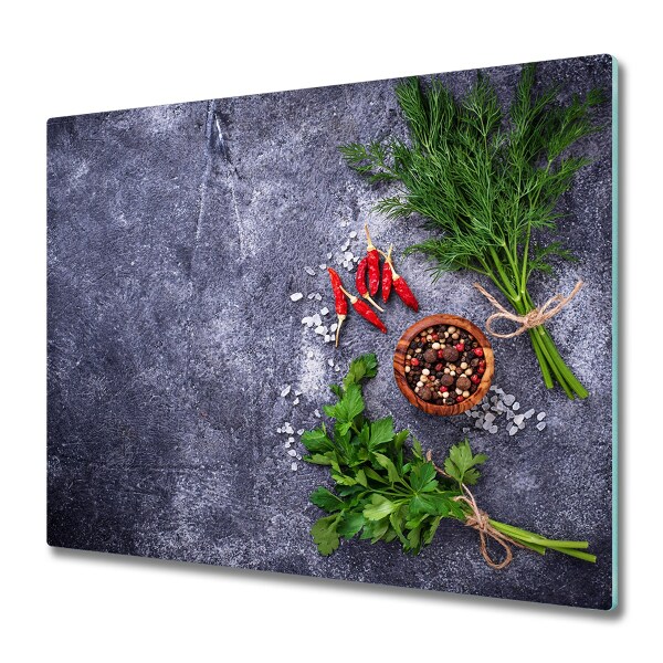 Edzett Üveg Vágódeszka Csokor gyógynövények és fűszerek