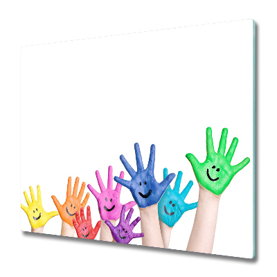 Edzett Üveg Vágódeszka Szivárvány kezek