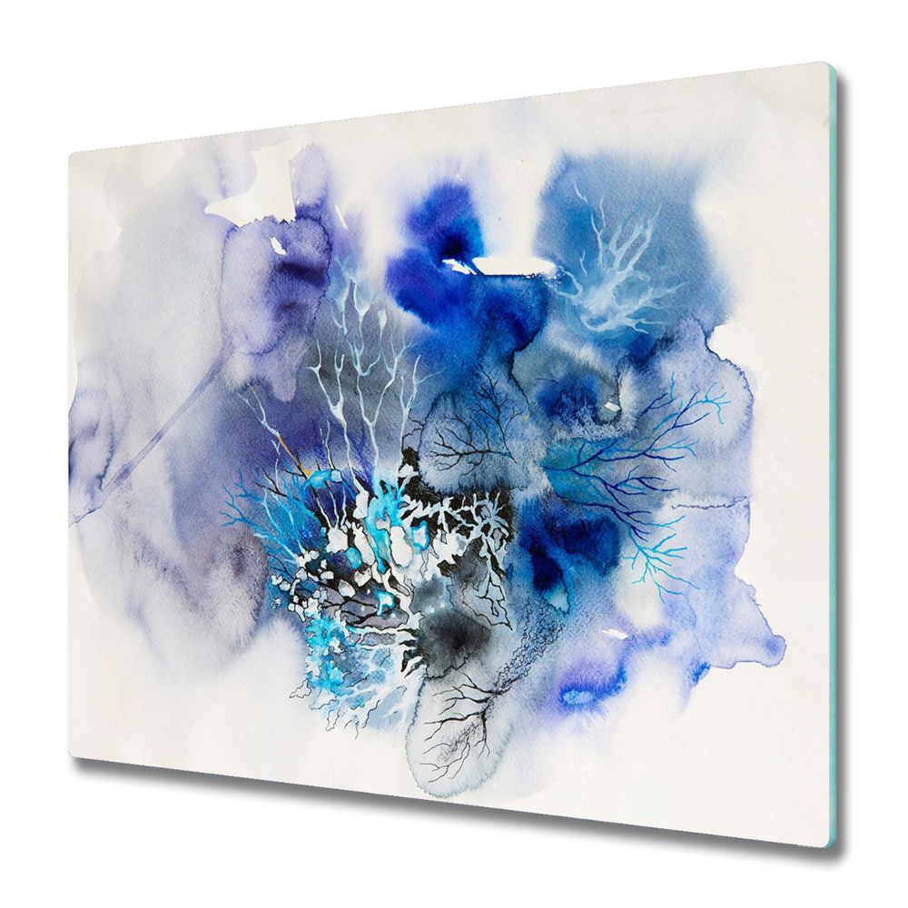 Főzőlap Védő Üveglap Akvarell kék foltok