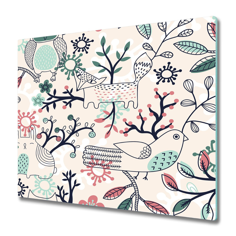 Főzőlap Védő Üveglap Rajzfilm állatok virágok között