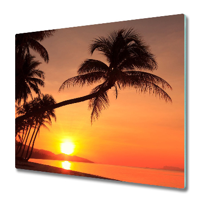 Edzett Üveg Vágódeszka Pálmafa a naplemente háttér