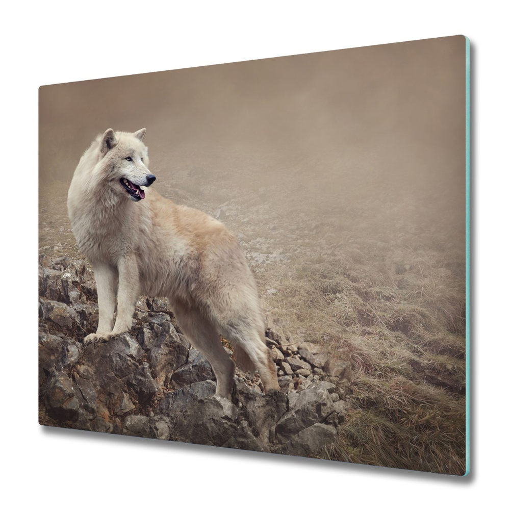 Főzőlap Védő Üveglap Farkas a sziklán