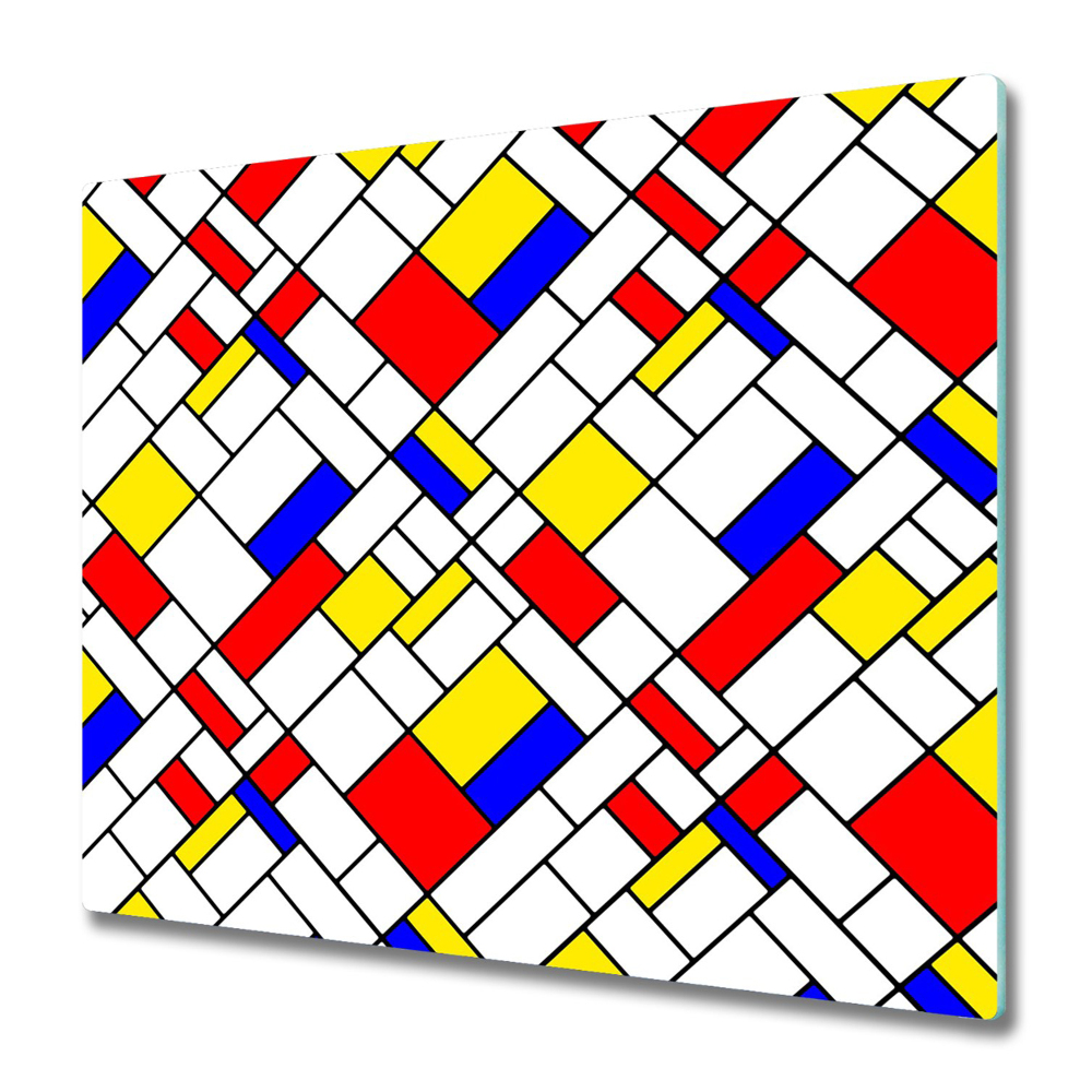 Tűzhelyvédő Üveglap Absztrakt piros sárga sötétkék