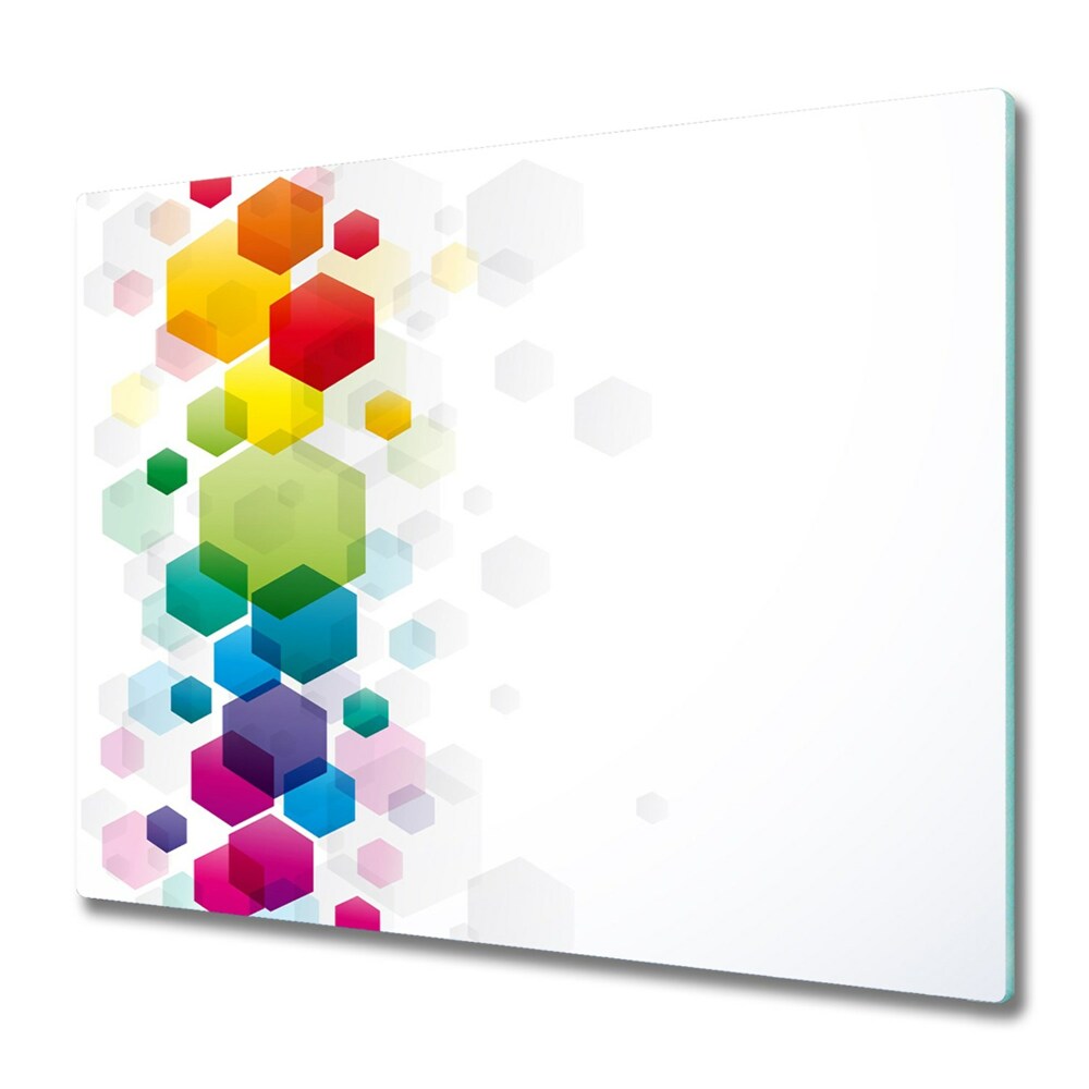 Tűzhelyvédő Üveglap Szivárvány hatszögek