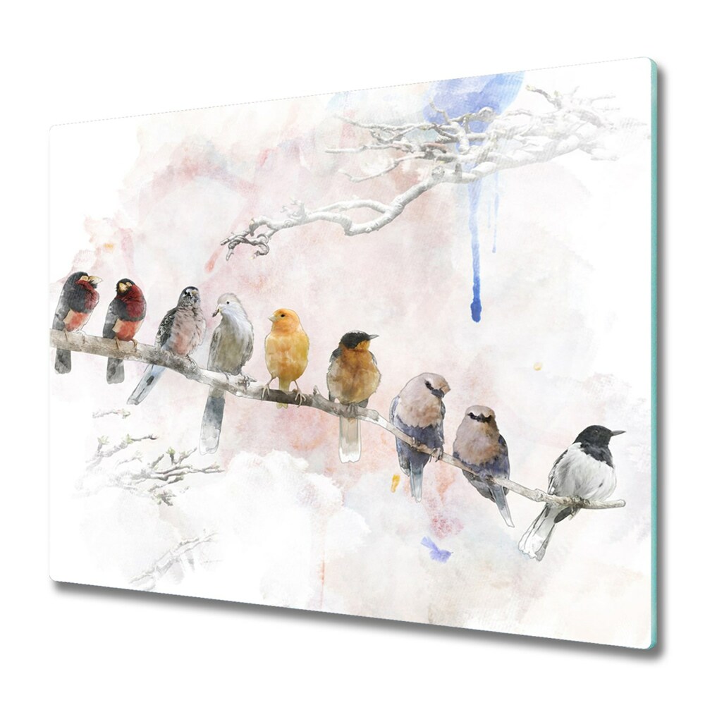 Tűzhely Fedőlap Festett madarak egy ágra